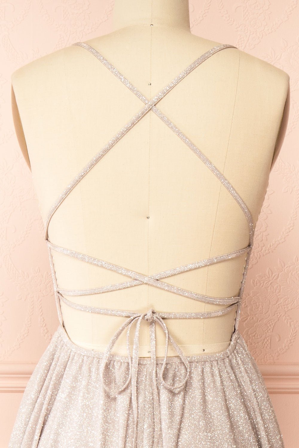 Ketia Champagne | Sparkly Maxi Dress w/ V-Neckline