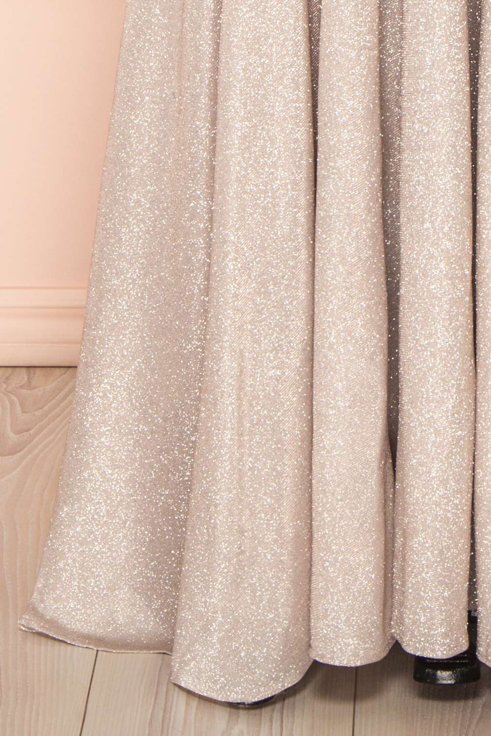 Ketia Champagne | Sparkly Maxi Dress w/ V-Neckline