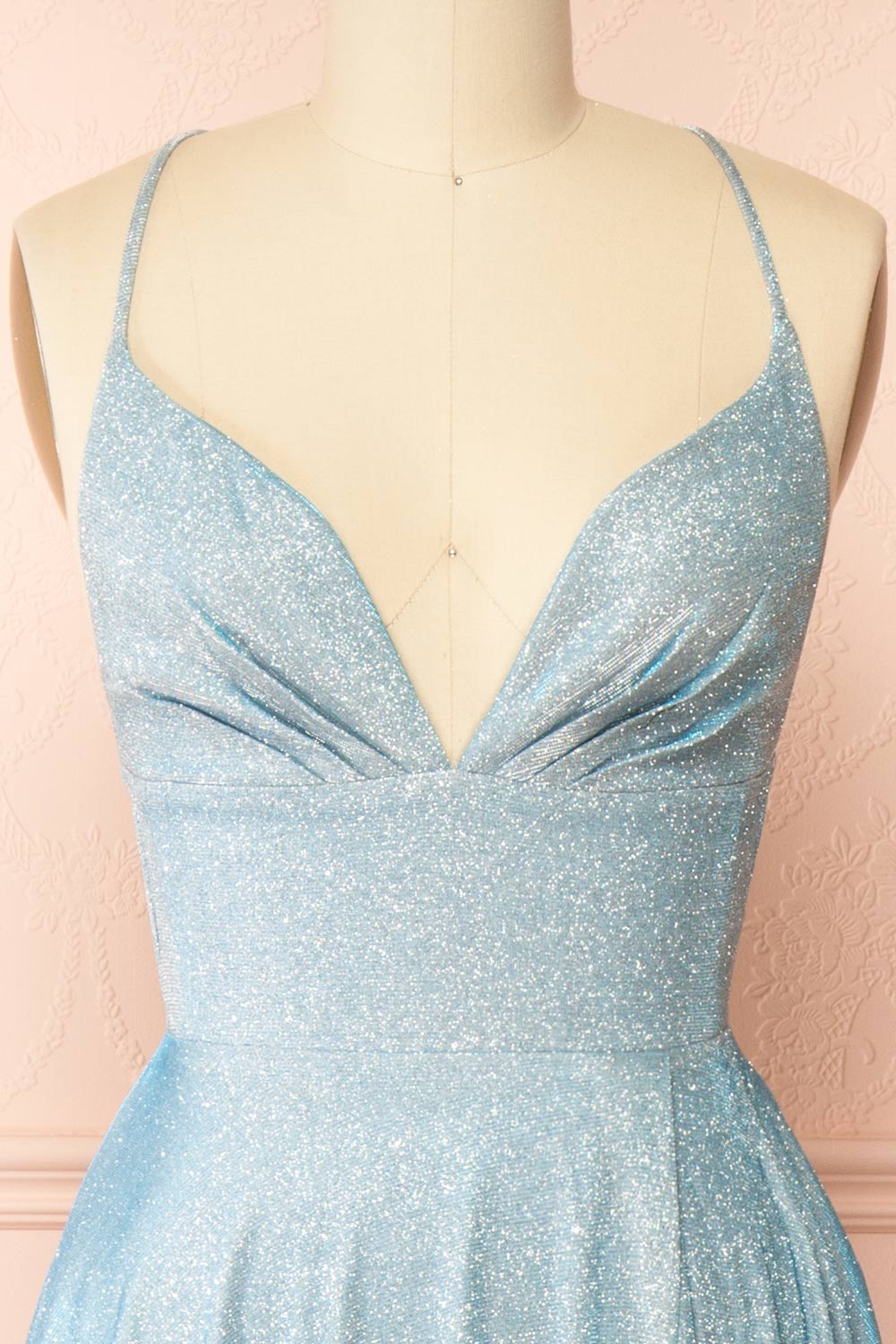 Ketia Light Blue | Sparkly Maxi Dress w/ V-Neckline