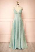 Ketia Mint | Sparkly Maxi Dress w/ V-Neckline