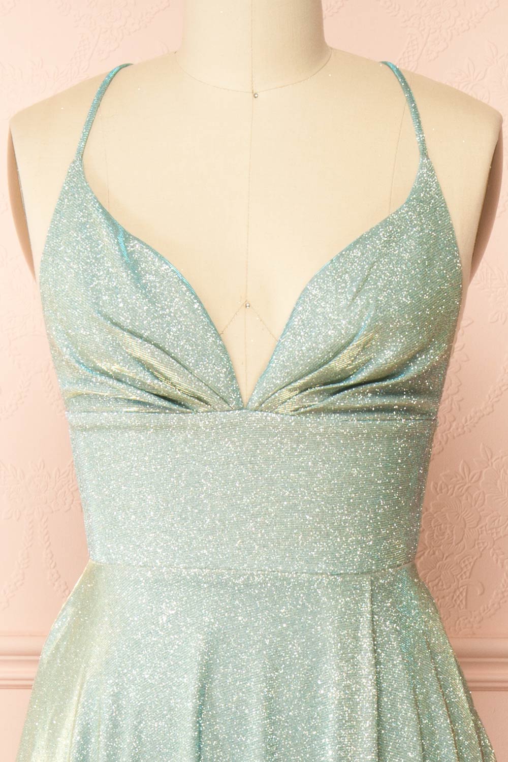 Ketia Mint | Sparkly Maxi Dress w/ V-Neckline