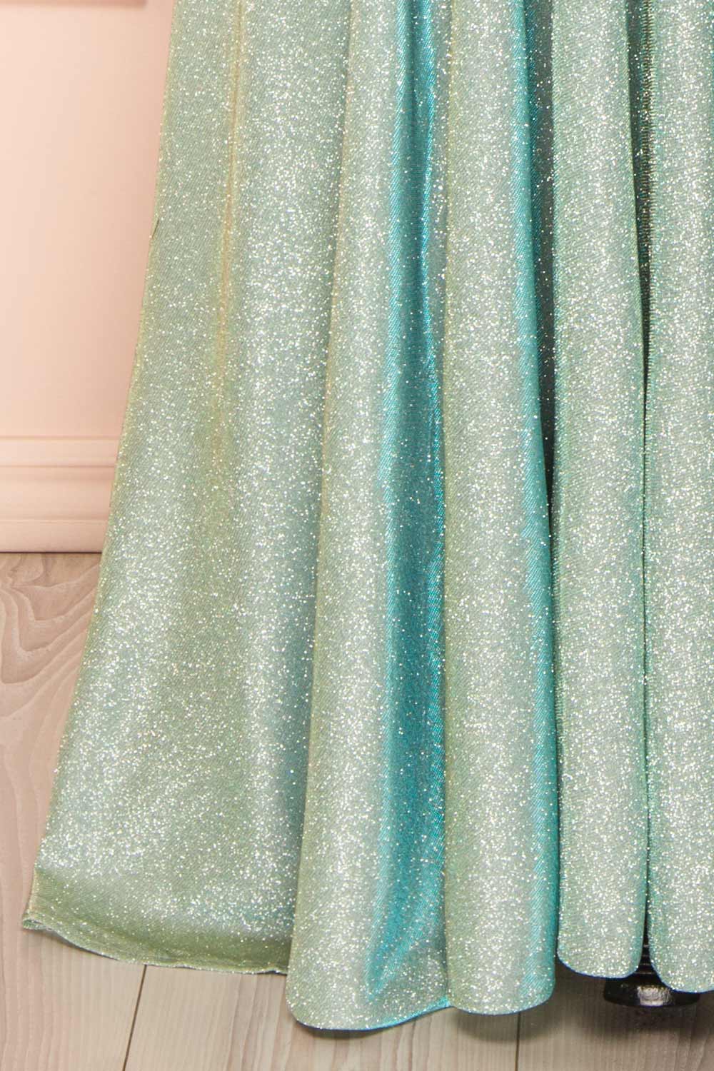 Ketia Mint | Sparkly Maxi Dress w/ V-Neckline