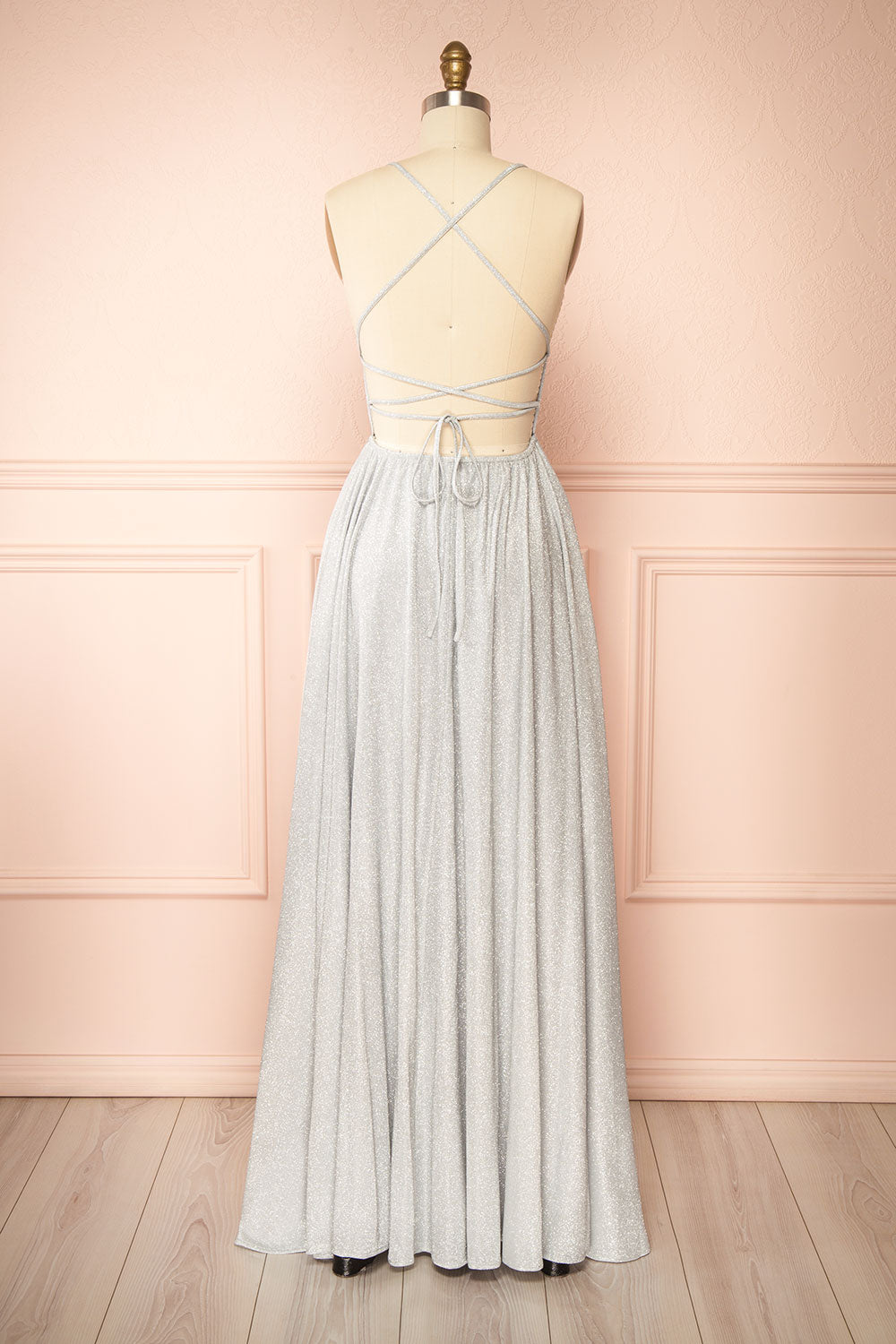 Ketia Silver | Sparkly Maxi Dress w/ V-Neckline