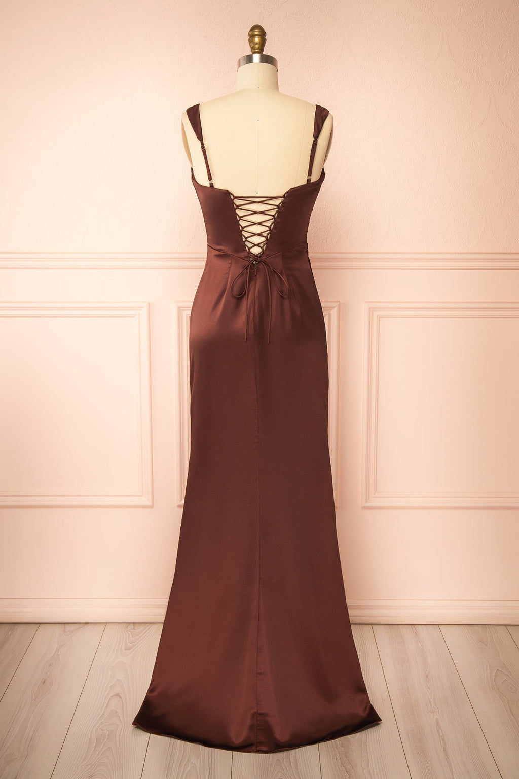 Khaly Brown | Satin Dress with Lace-Up Back