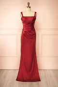 Khaly Burgundy | Satin Dress with Lace-Up Back