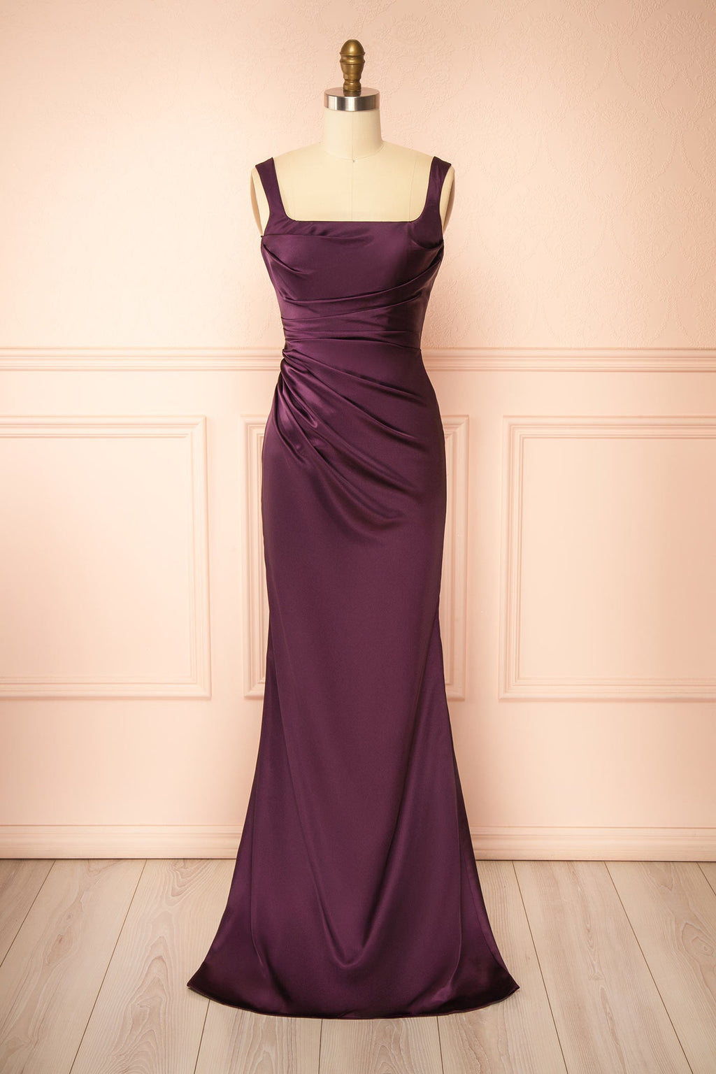 Khaly Purple | Satin Dress with Lace-Up Back
