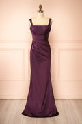 Khaly Purple | Satin Dress with Lace-Up Back