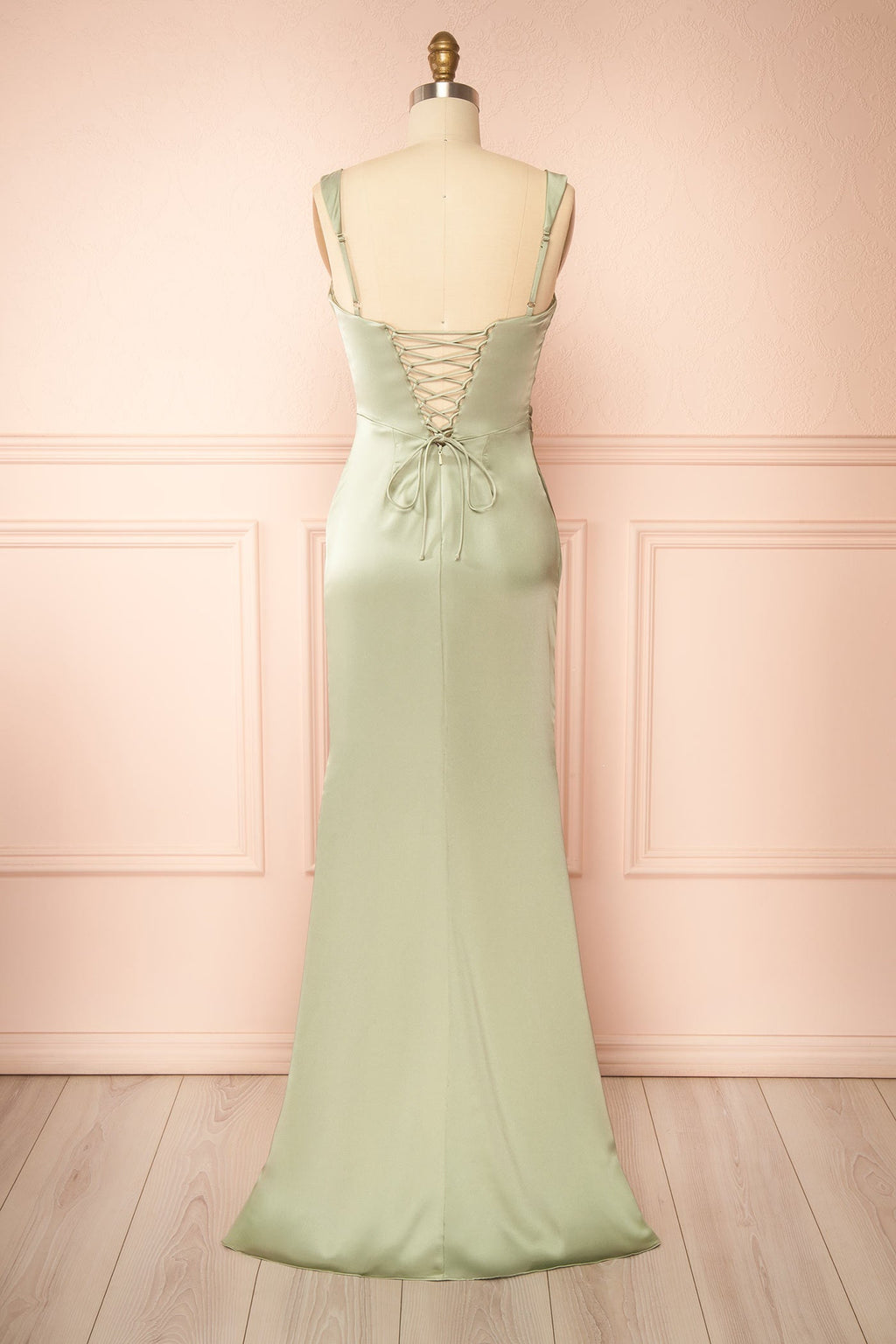 Khaly Sage | Satin Dress with Lace-Up Back