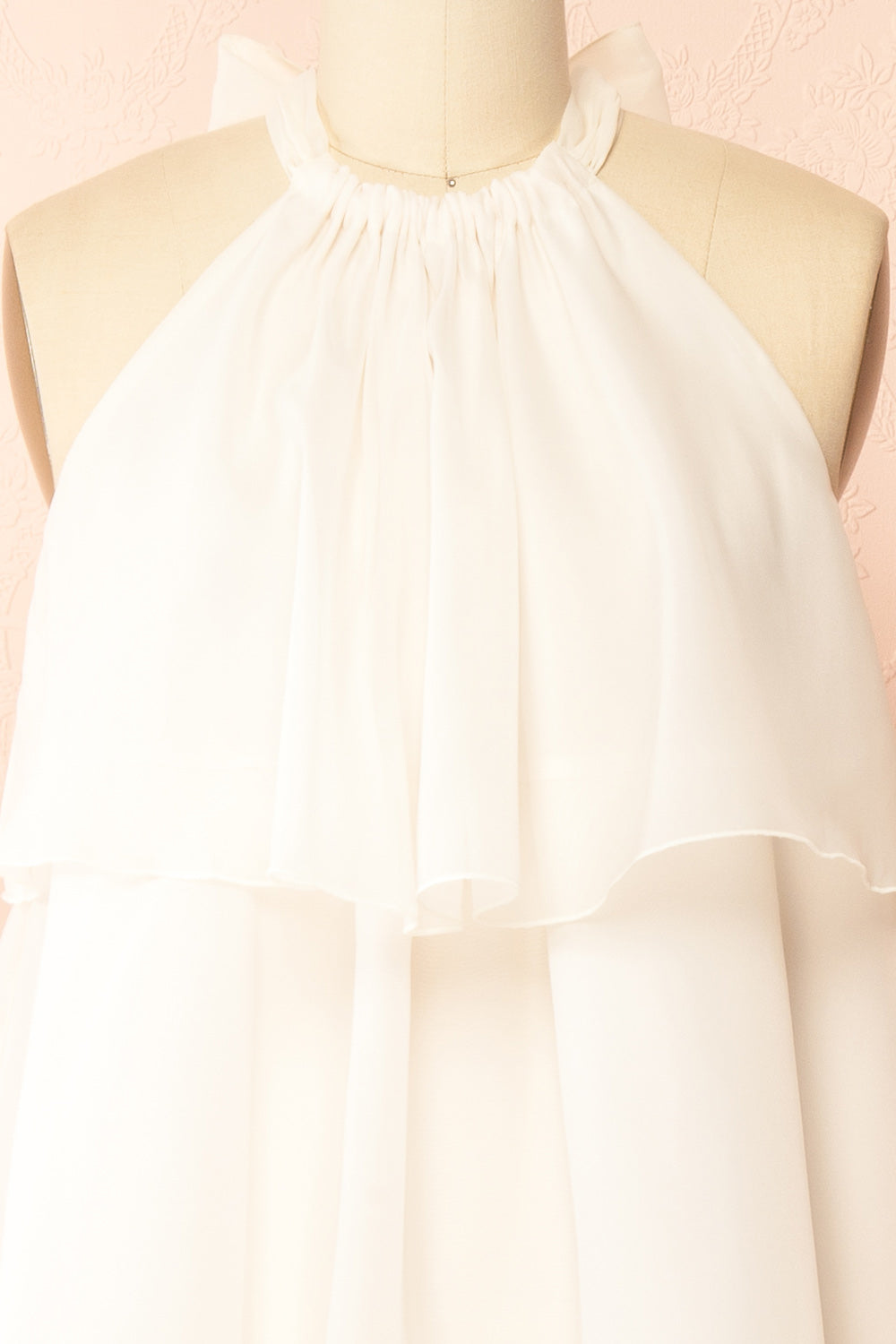 Khawla | Ivory Tiered Short Organza Dress