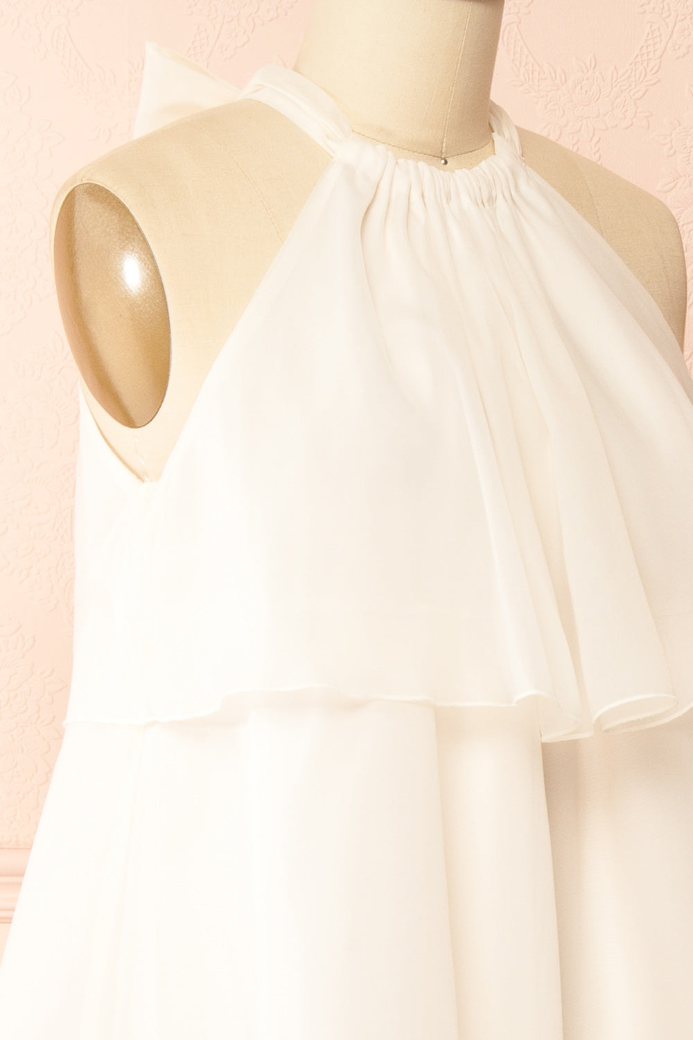 Khawla | Ivory Tiered Short Organza Dress