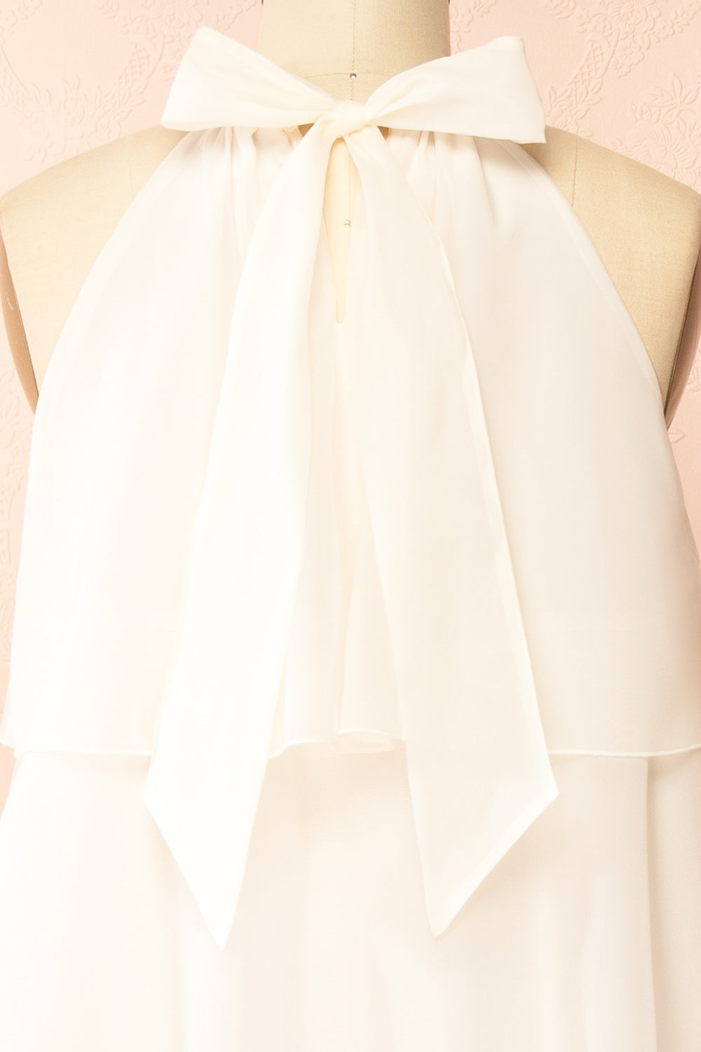 Khawla | Ivory Tiered Short Organza Dress