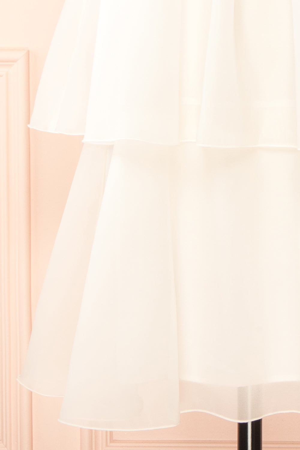 Khawla | Ivory Tiered Short Organza Dress