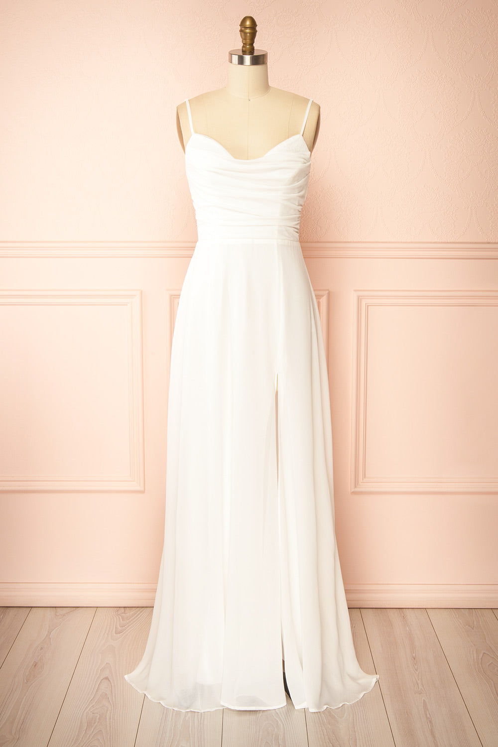Khiara White | A-Line Maxi Wedding Dress with Lace