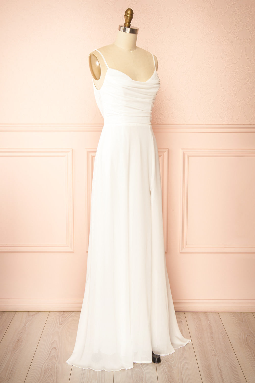 Khiara White | A-Line Maxi Wedding Dress with Lace
