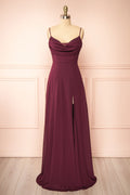 Kieran Burgundy | A-Line Maxi Dress with Lace