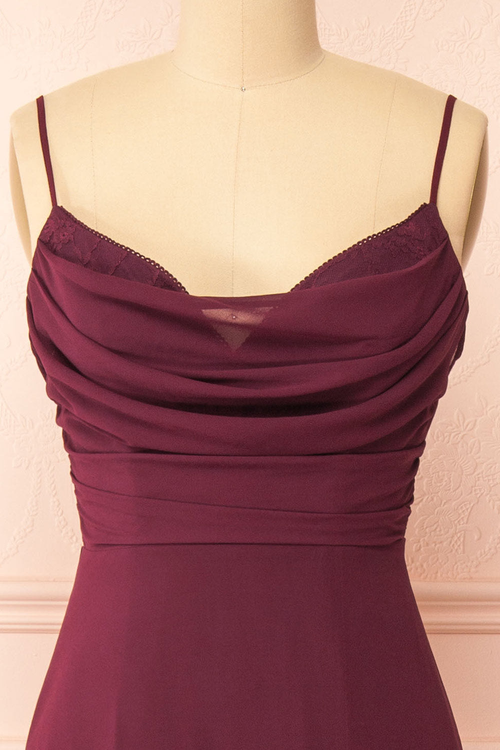 Kieran Burgundy | A-Line Maxi Dress with Lace