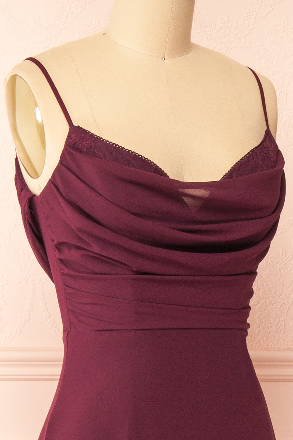 Kieran Burgundy | A-Line Maxi Dress with Lace