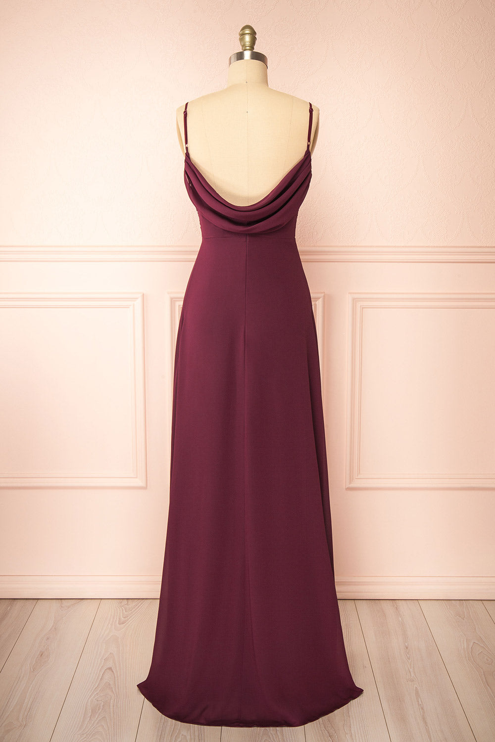 Kieran Burgundy | A-Line Maxi Dress with Lace