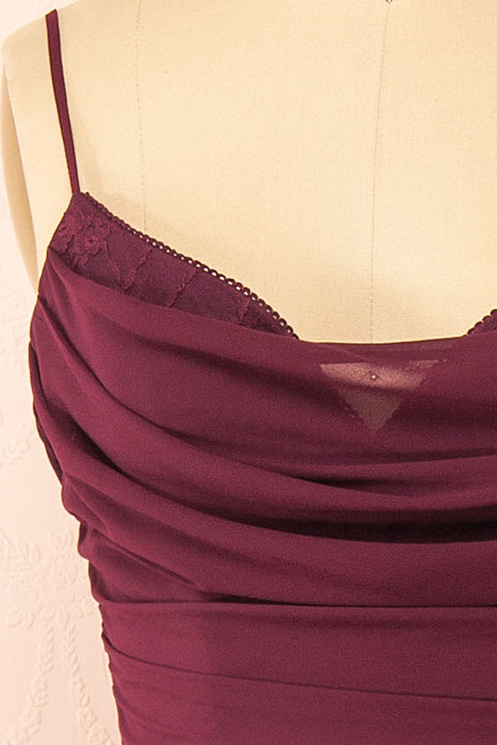 Kieran Burgundy | A-Line Maxi Dress with Lace