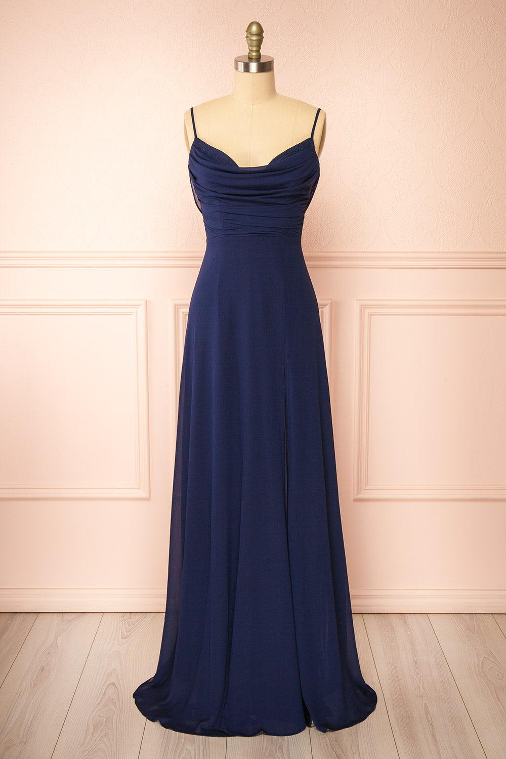 Kieran Navy | A-Line Maxi Dress with Lace