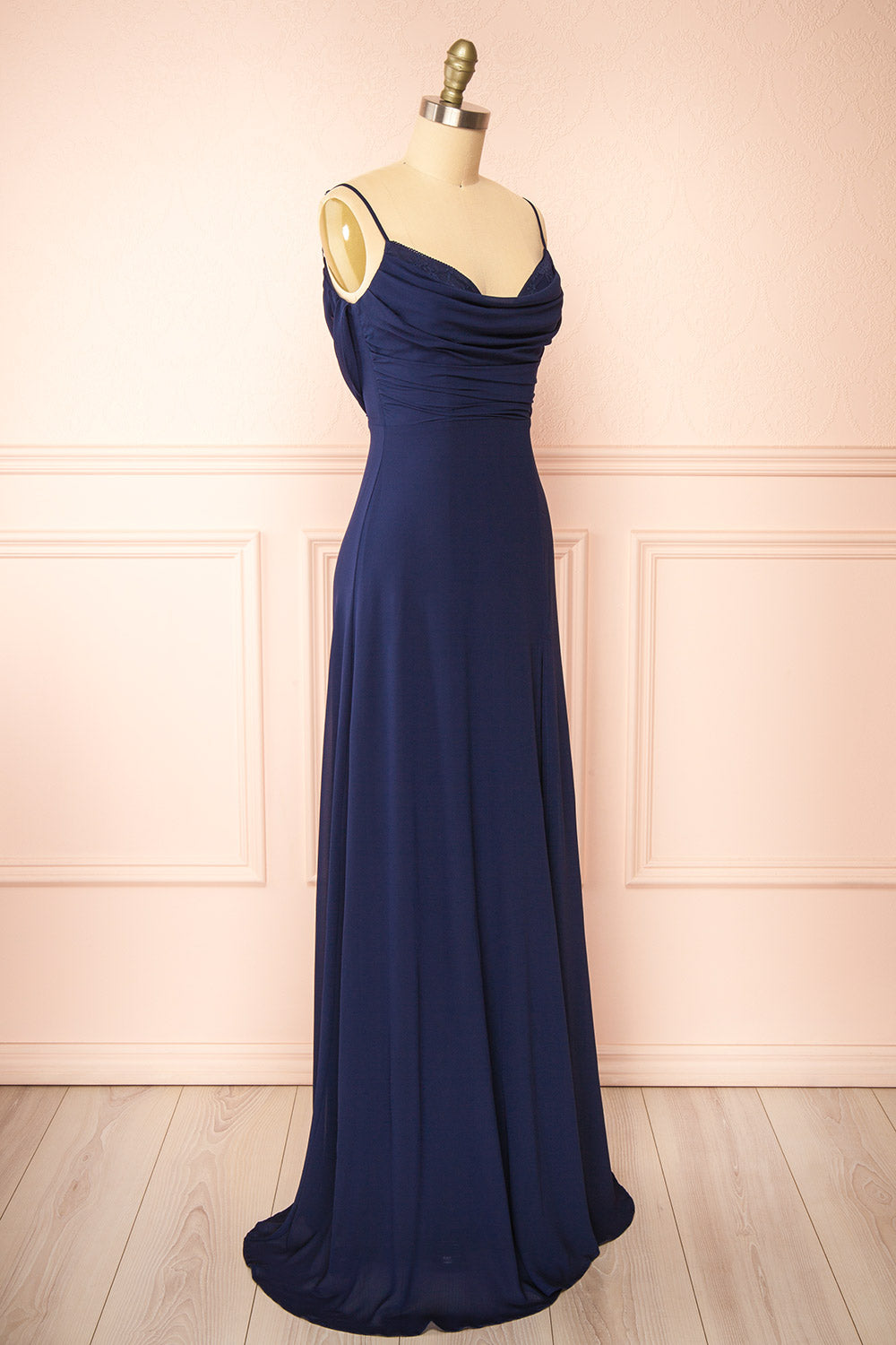 Kieran Navy | A-Line Maxi Dress with Lace