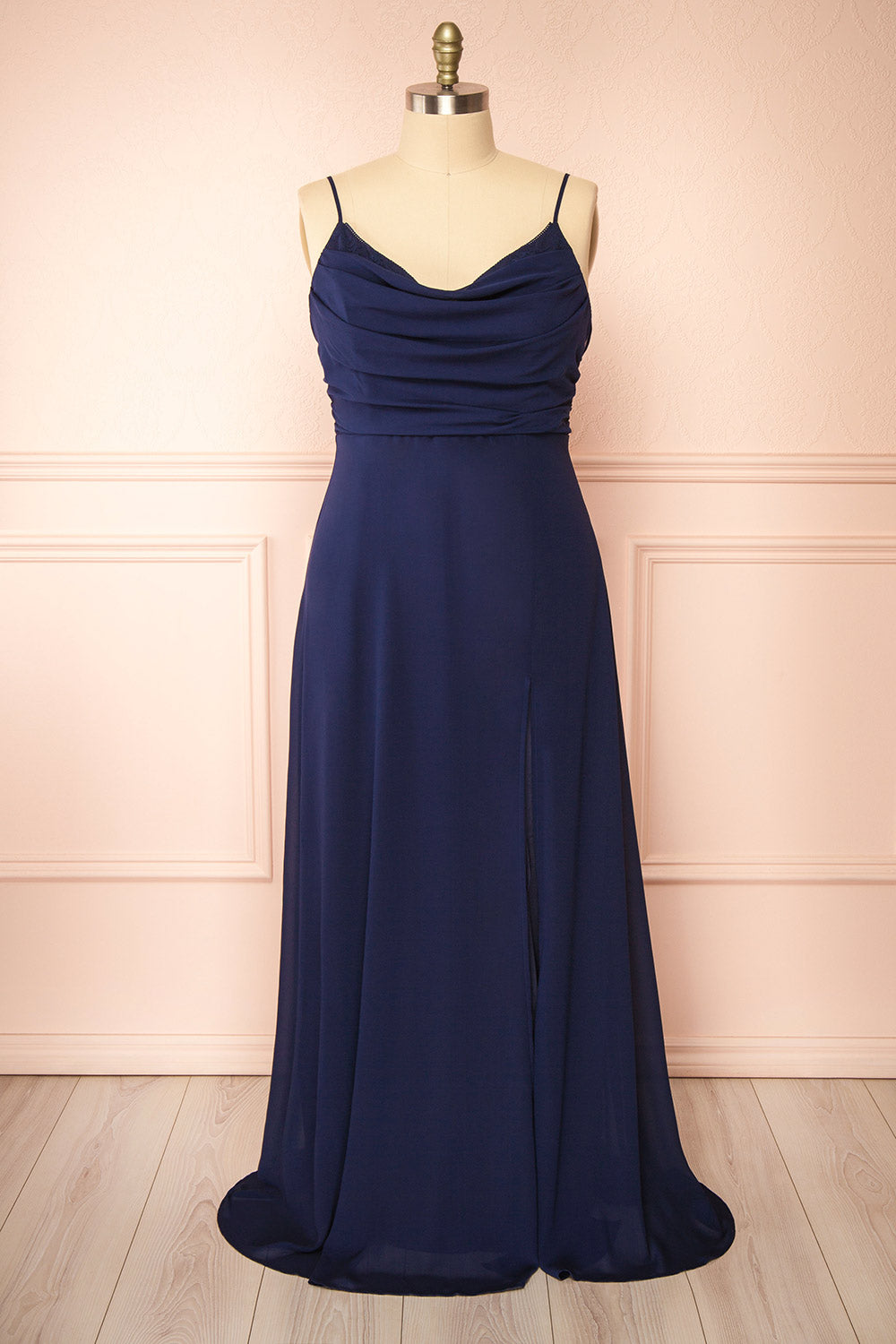 Kieran Navy | A-Line Maxi Dress with Lace