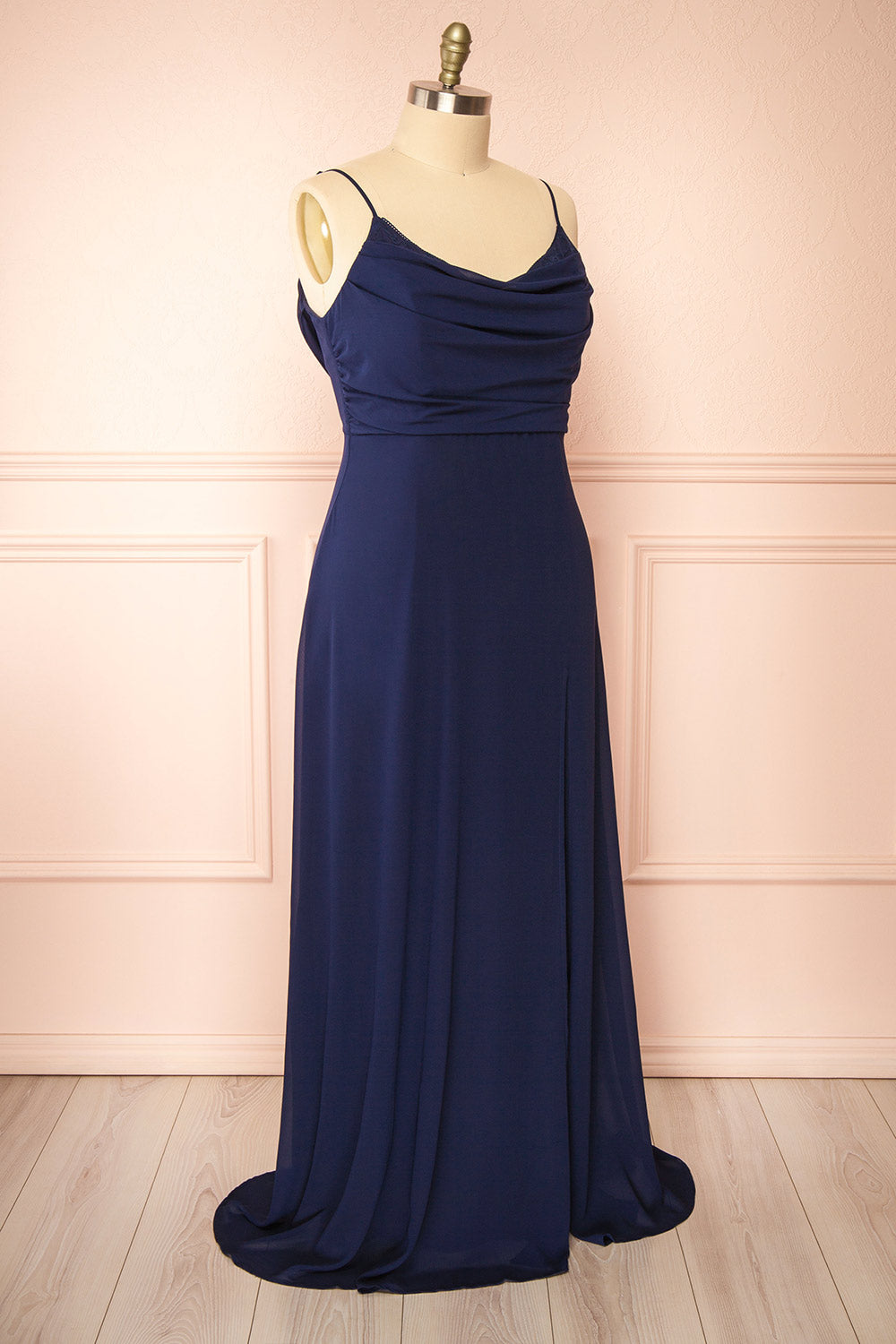 Kieran Navy | A-Line Maxi Dress with Lace