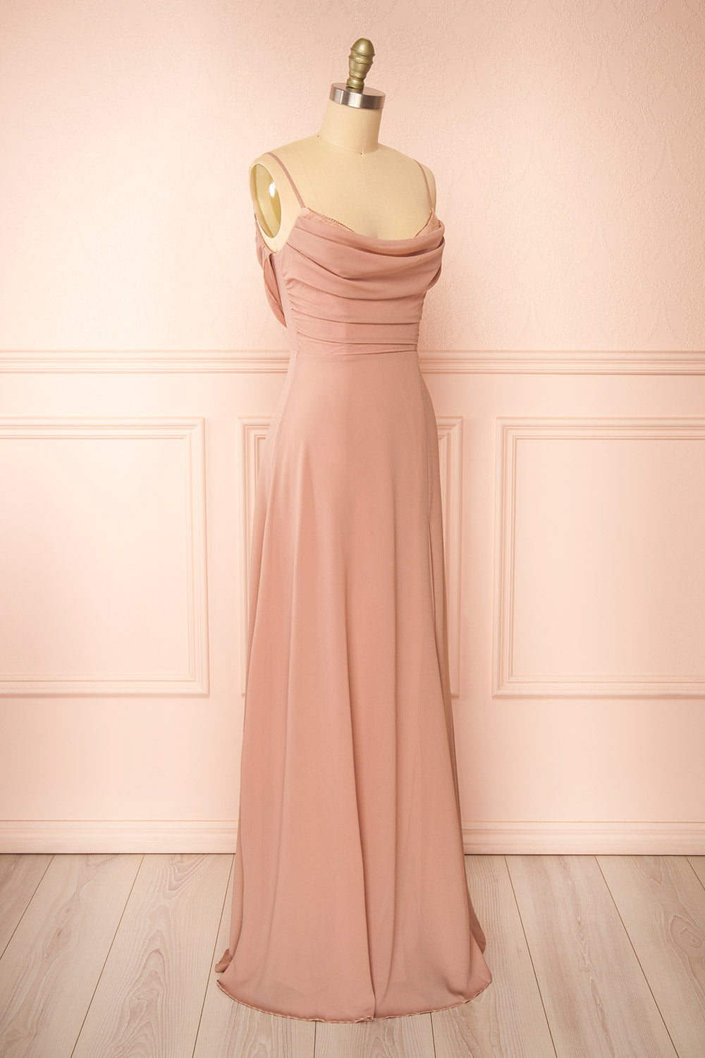 Kieran Taupe | A-Line Maxi Dress with Lace