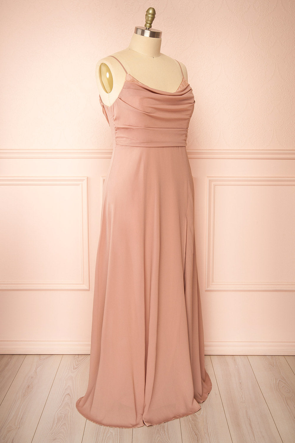 Kieran Taupe | A-Line Maxi Dress with Lace