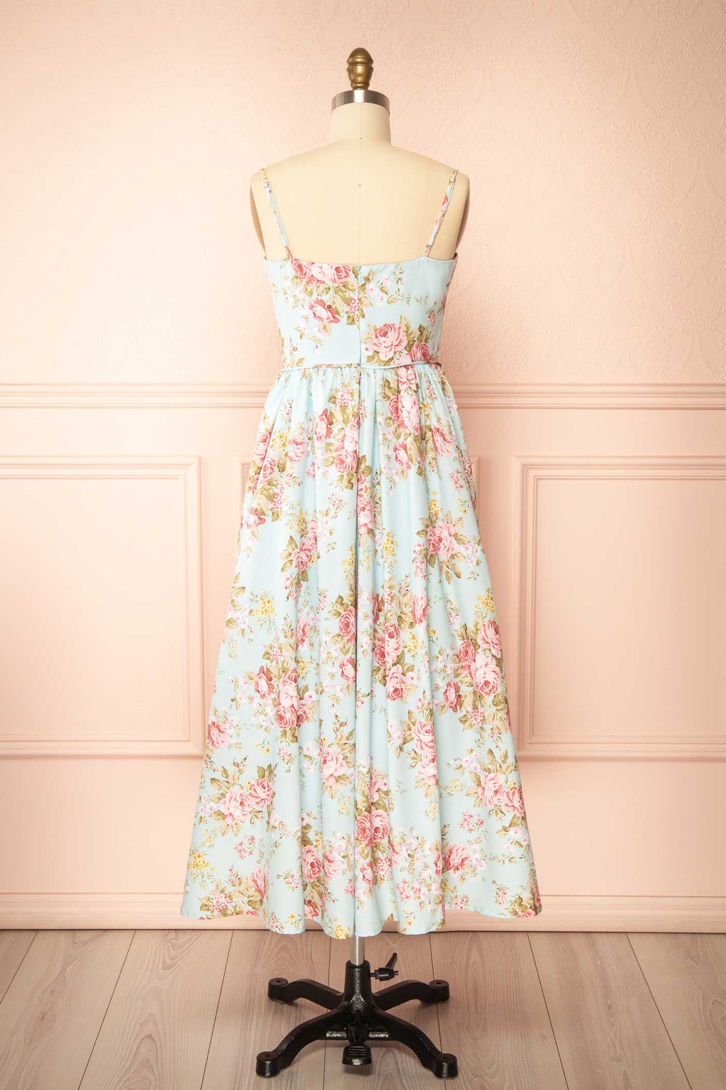 Laizette | Blue Floral A-Line Midi Dress