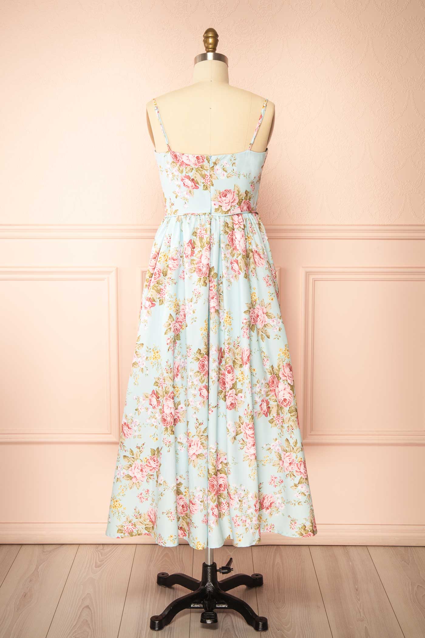 Laizette | Blue Floral A-Line Midi Dress