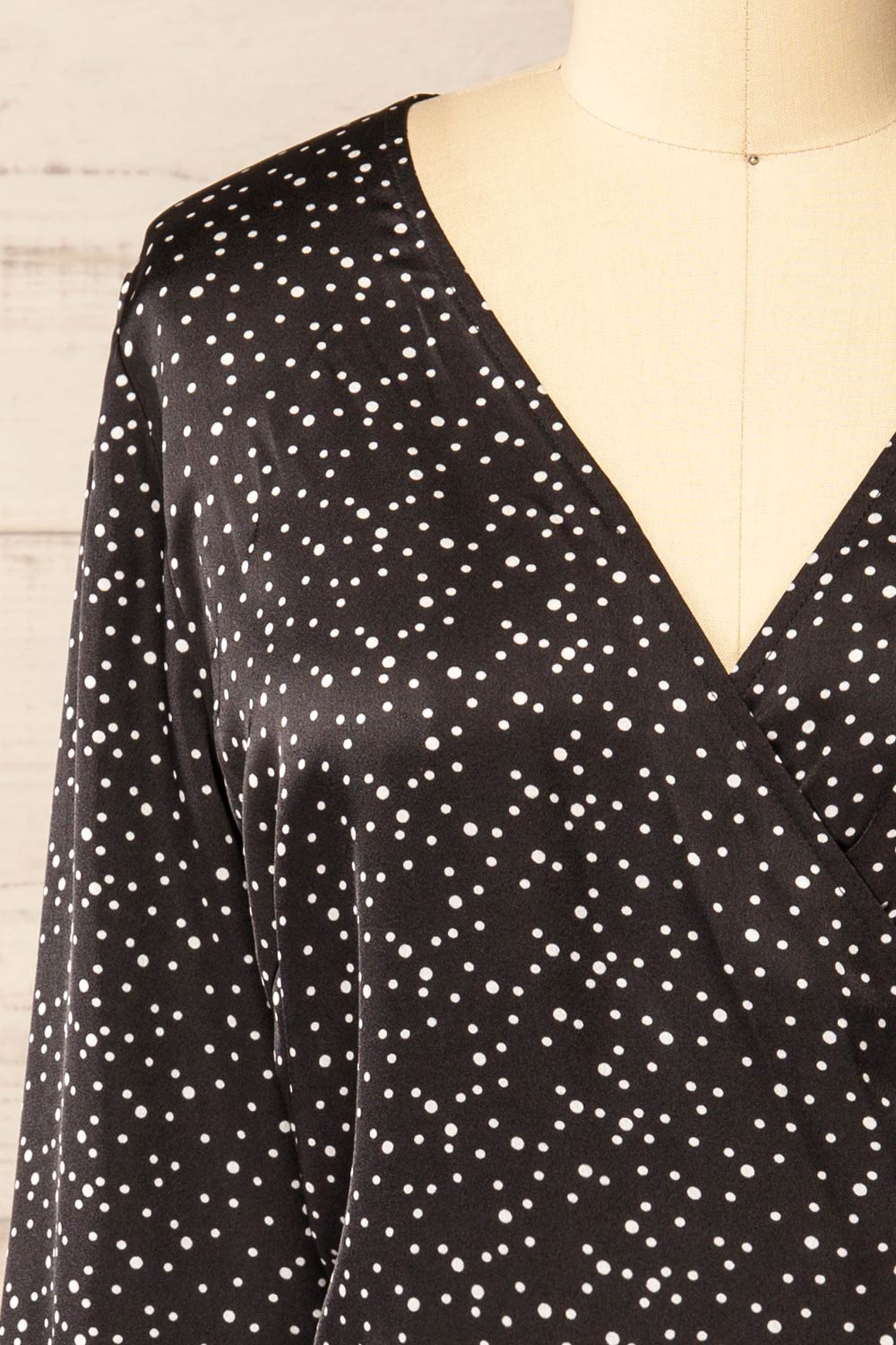 Langon Black | Short Dotted Wrap Dress