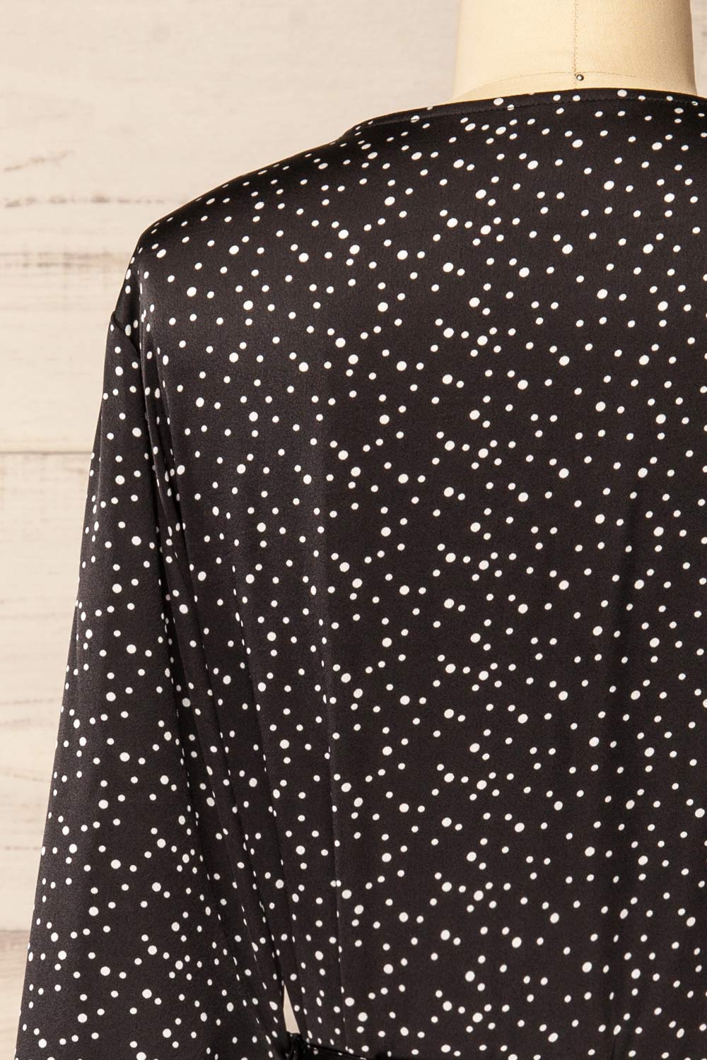 Langon Black | Short Dotted Wrap Dress