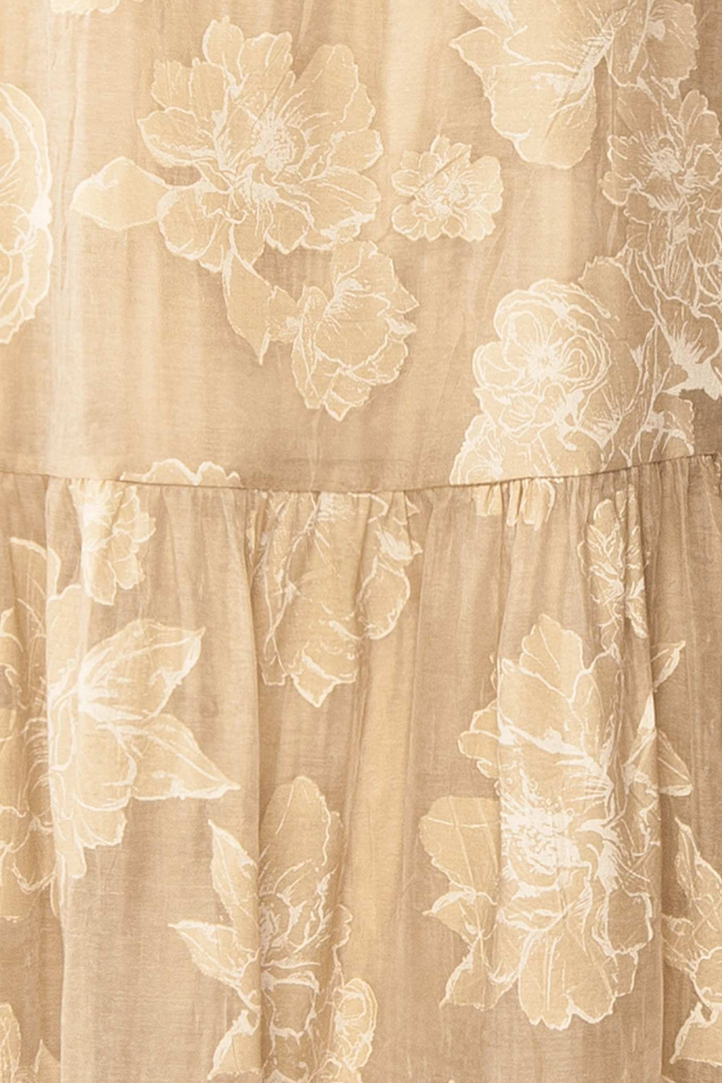 Laurelgrove | Long Halter Neck Floral Beige Dress