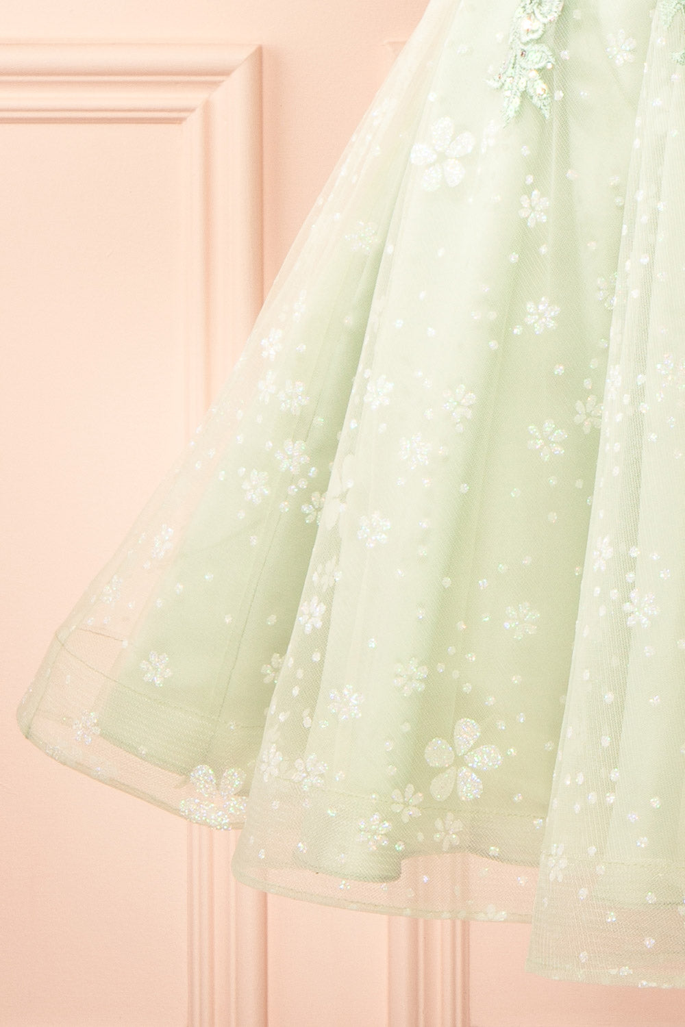 Lettie | Short Floral Green Tulle Corset Dress