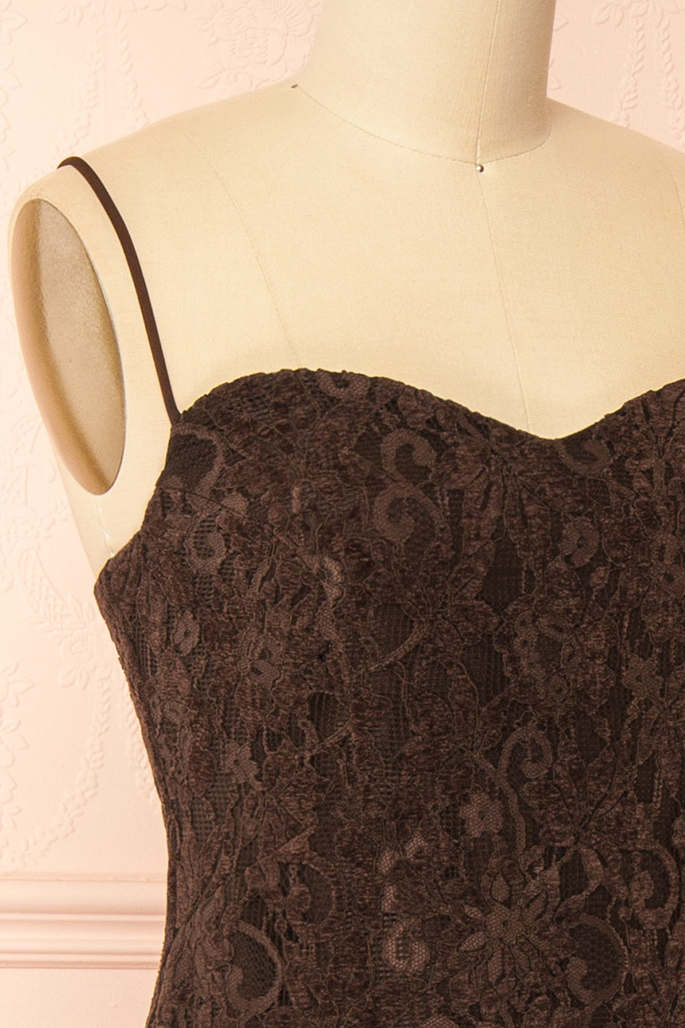 Lianna Brown | Semi-Velvet Lace Maxi Dress with High Slit by Arti Gogna