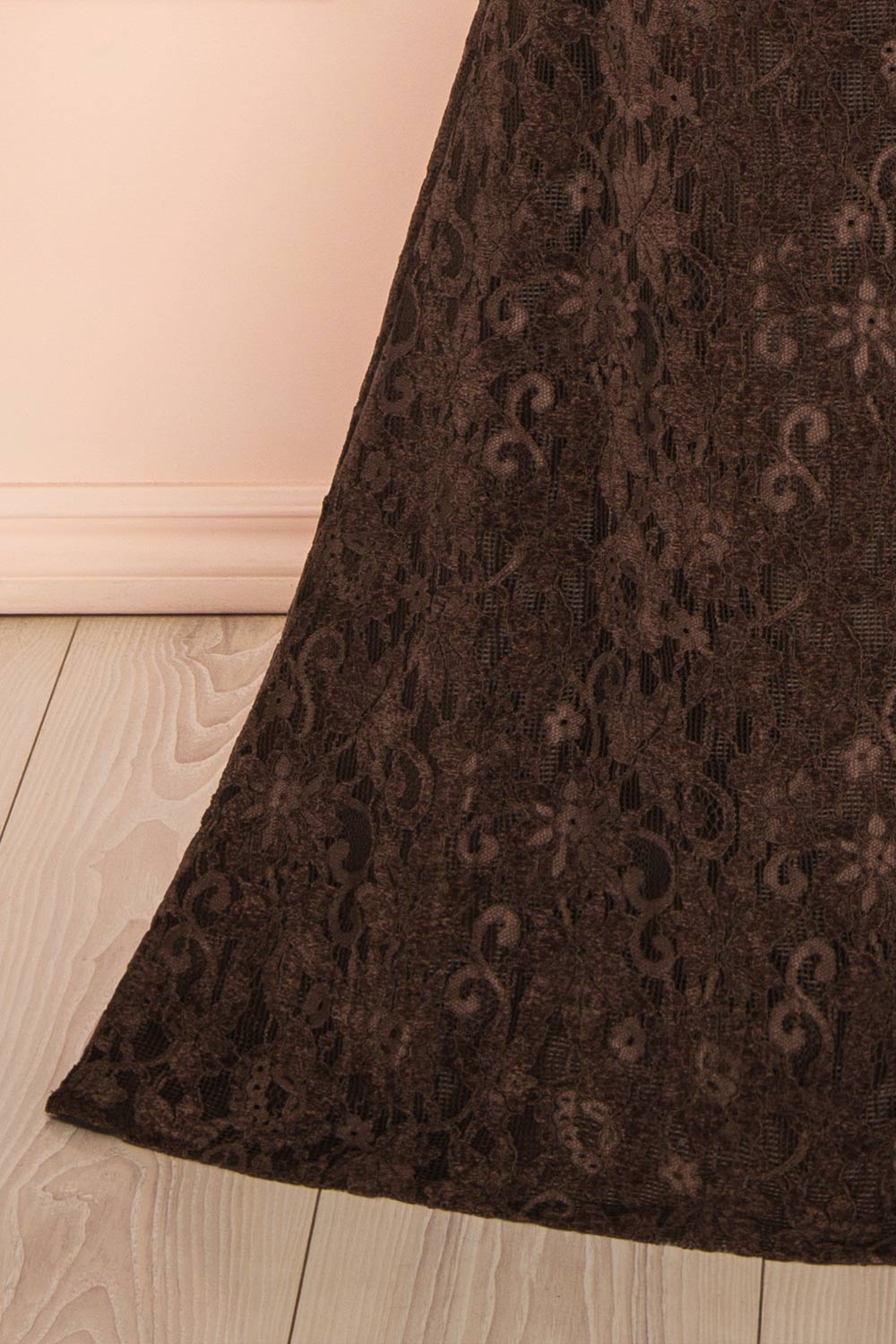 Lianna Brown | Semi-Velvet Lace Maxi Dress with High Slit by Arti Gogna