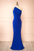 Lindy Blue | Fitted Open Back Maxi Dress with Versatile Neckline