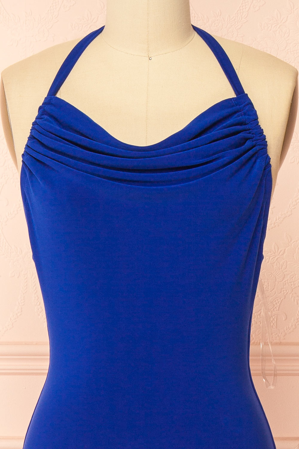 Lindy Blue | Fitted Open Back Maxi Dress with Versatile Neckline