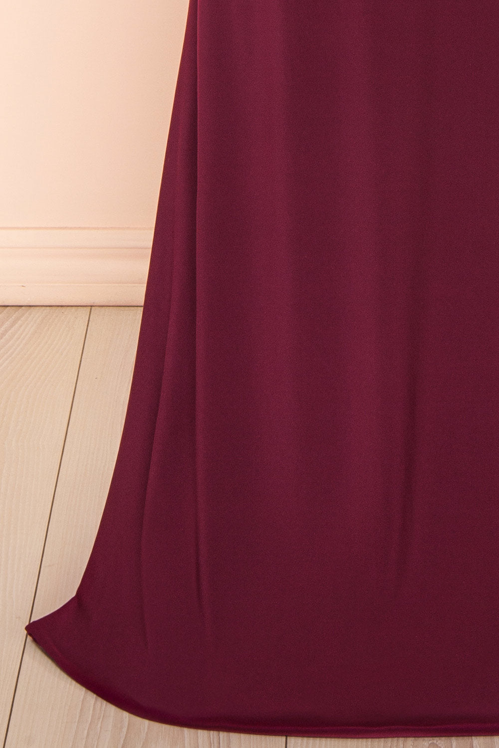 Lindy Burgundy | Fitted Open Back Maxi Dress with Versatile Neckline