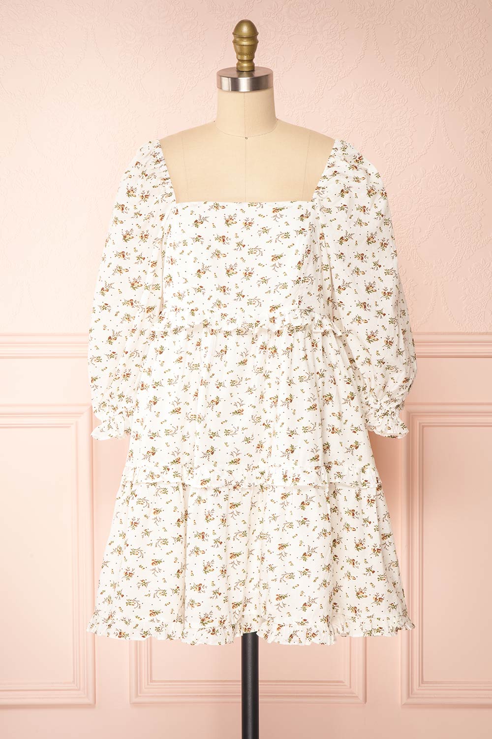 Linea | Floral Short Dress w/ Puffy Sleeves