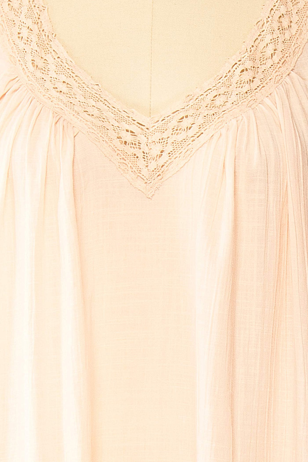 Lirien | Light Pink Lace-Trim Sleeveless Nightgown with Pockets