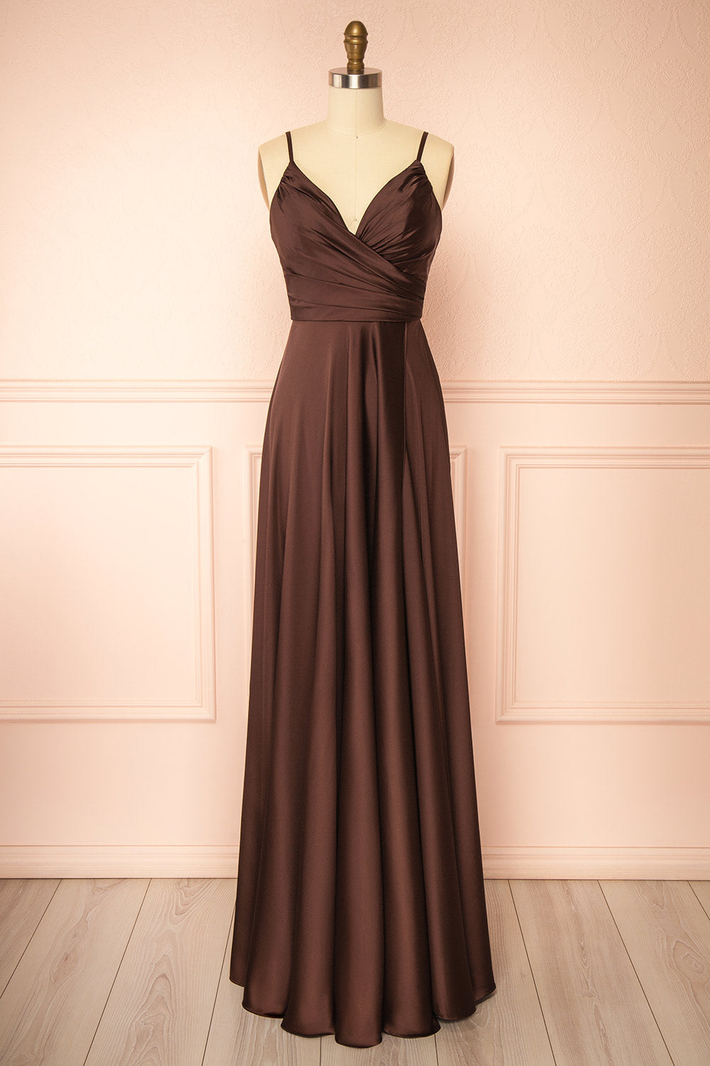 Lizza Brown | Satin Maxi Dress with Slit
