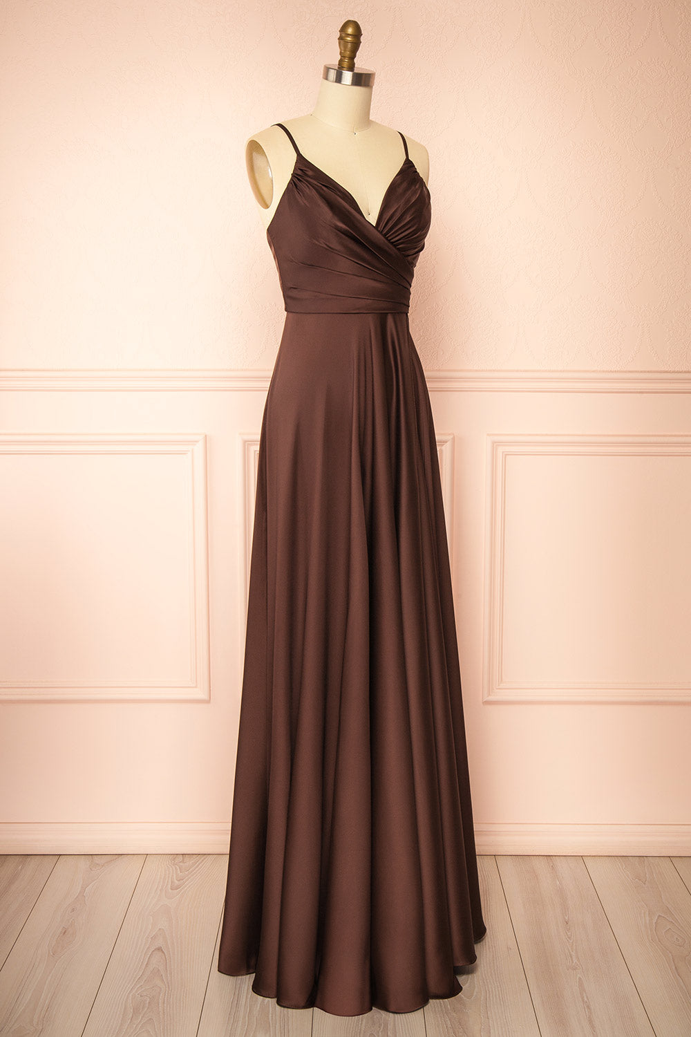 Lizza Brown | Satin Maxi Dress with Slit