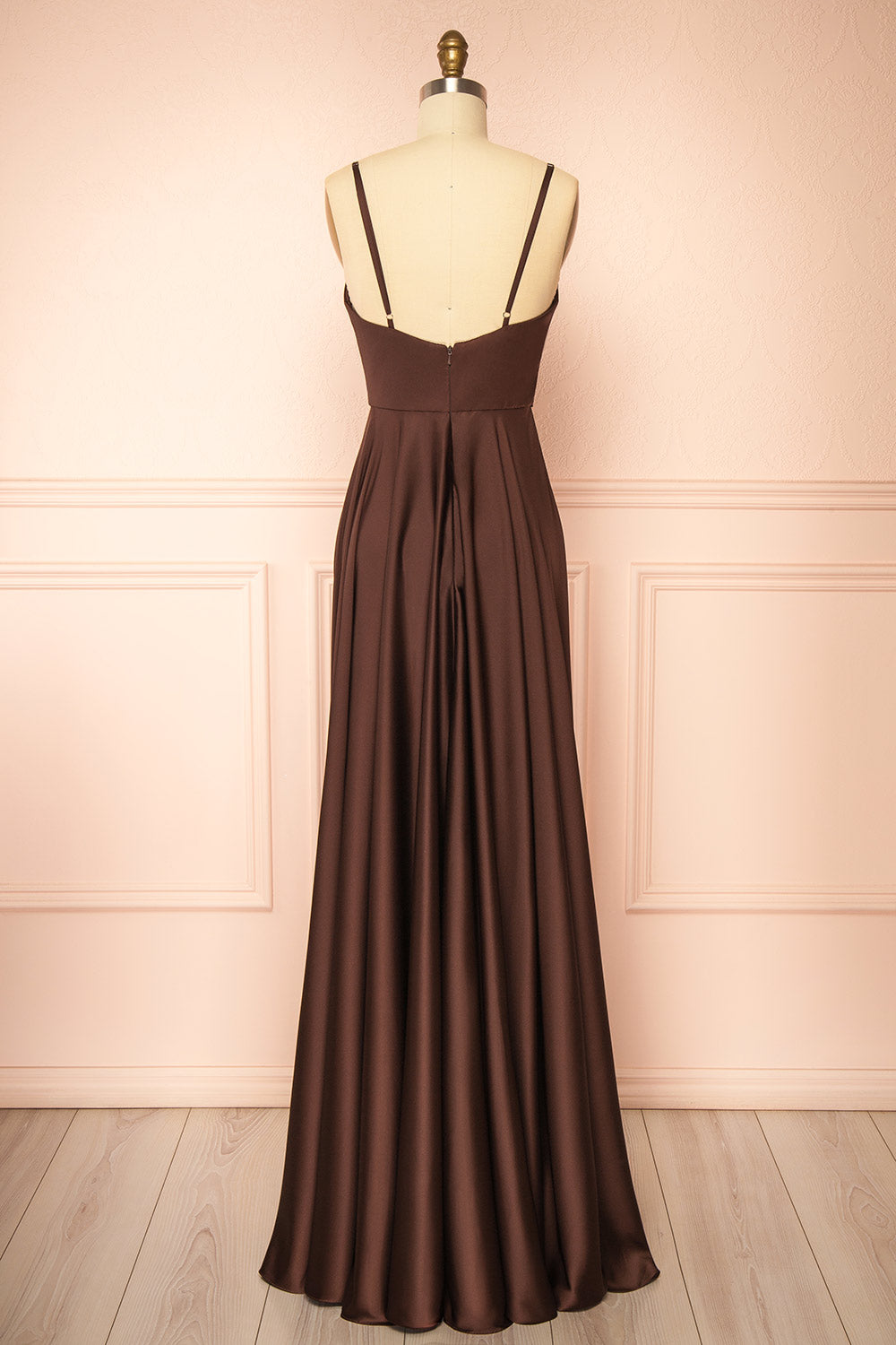 Lizza Brown | Satin Maxi Dress with Slit