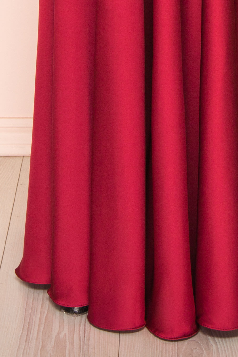 Lizza Burgundy | Satin Maxi Dress with Slit