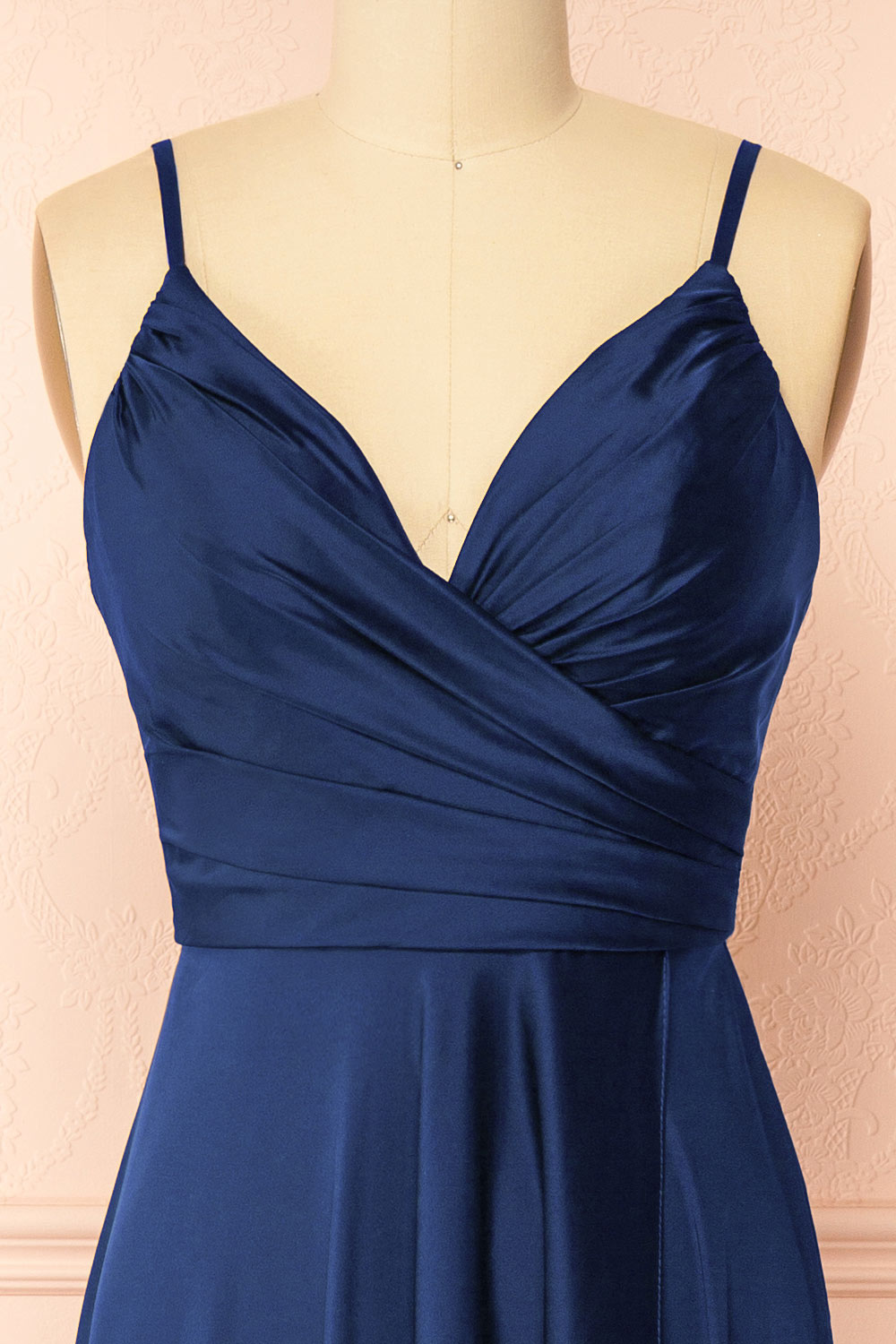 Lizza Navy | Satin Maxi Dress with Slit