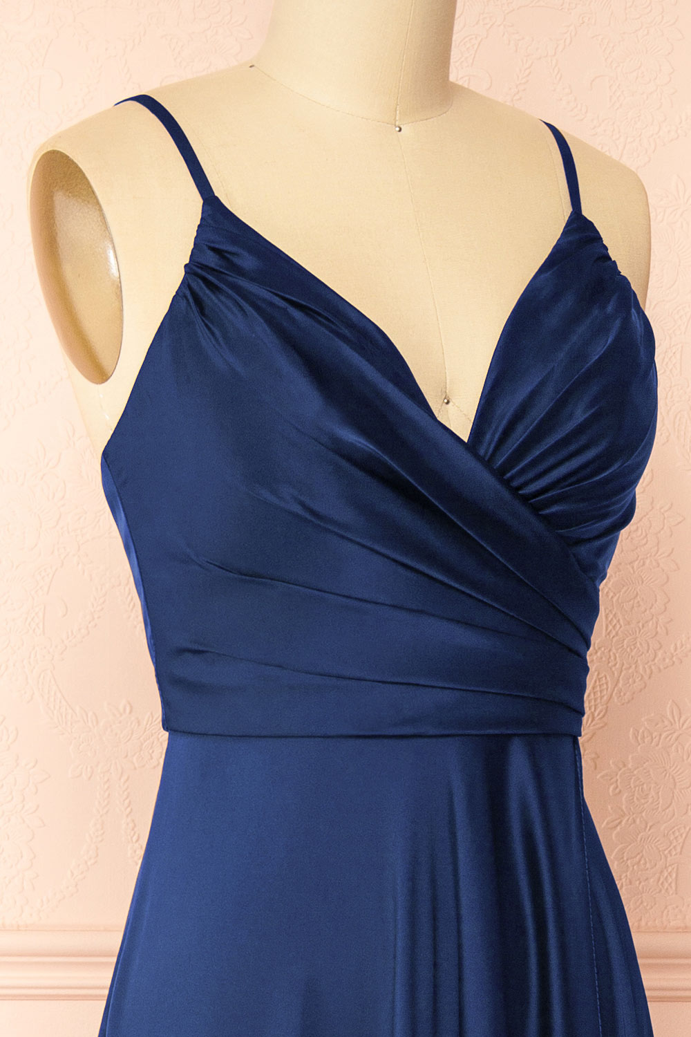 Lizza Navy | Satin Maxi Dress with Slit