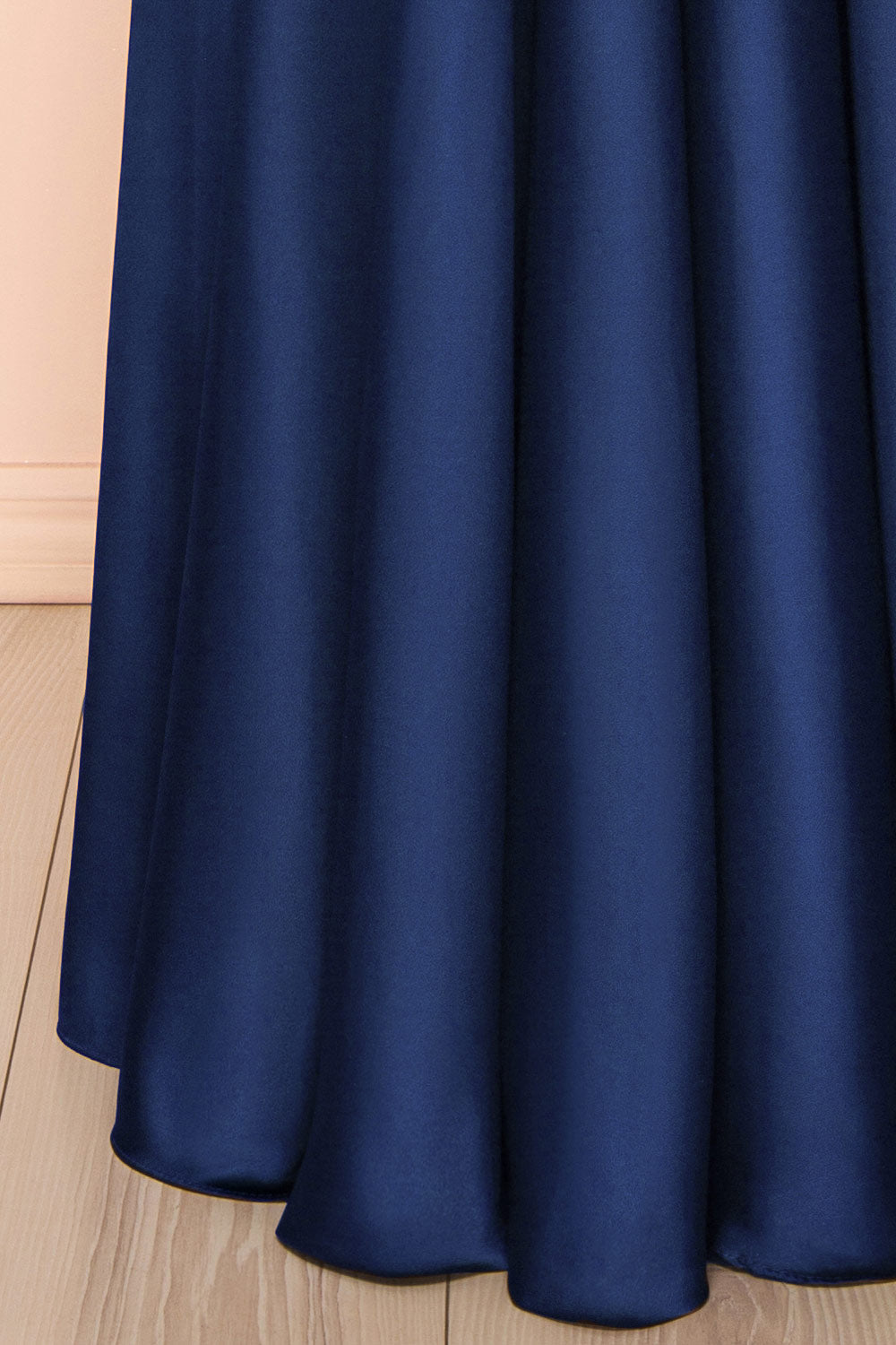 Lizza Navy | Satin Maxi Dress with Slit