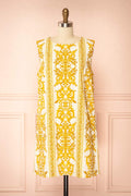 Madge | Short Straight Dress with Baroque Print